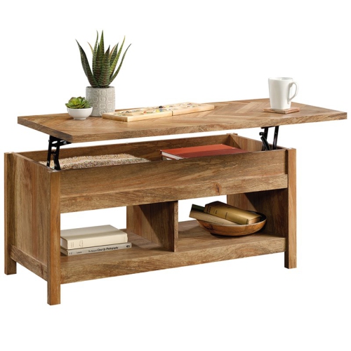 Pemberly Row Engineered Wood Lift Top Coffee Table in Sindoori Mango