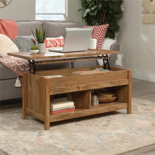 Pemberly Row Engineered Wood Lift Top Coffee Table in Sindoori Mango