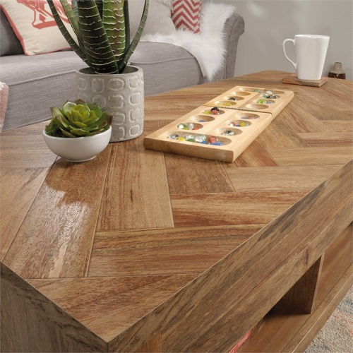 Pemberly Row Engineered Wood Lift Top Coffee Table in Sindoori Mango