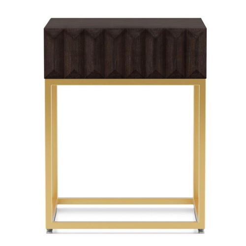 FURNITURE OF AMERICA  Giffore Metal 1-Drawer Side Table In Walnut