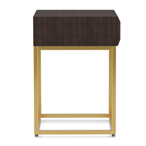 Furniture of America Giffore Metal 1-Drawer Side Table in Walnut