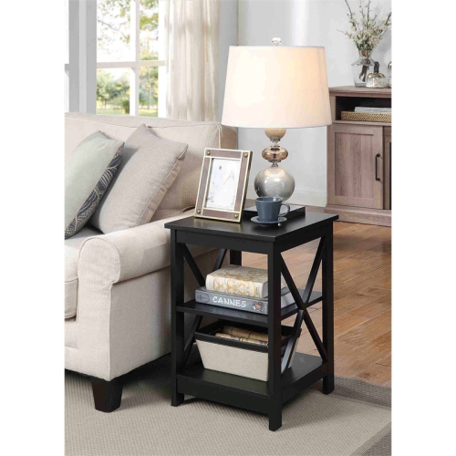 Convenience Concepts Oxford Square End Table in Black Wood Finish