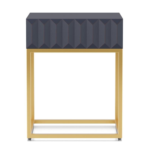 FURNITURE OF AMERICA  Giffore Metal 1-Drawer Side Table In Antique In Blue