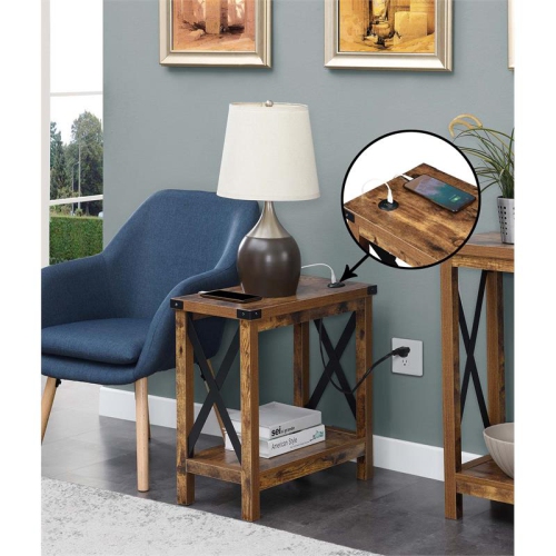Durango Chairside Table with Charging Station in Nutmeg Wood Finish
