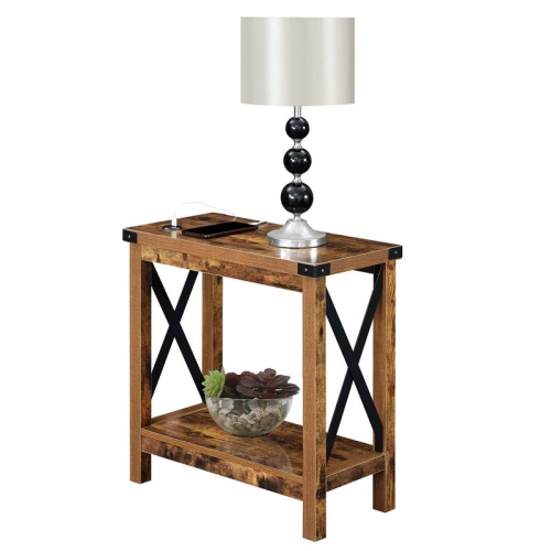 Durango Chairside Table with Charging Station in Nutmeg Wood Finish