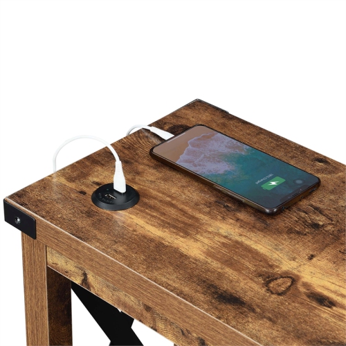 Durango Chairside Table with Charging Station in Nutmeg Wood Finish