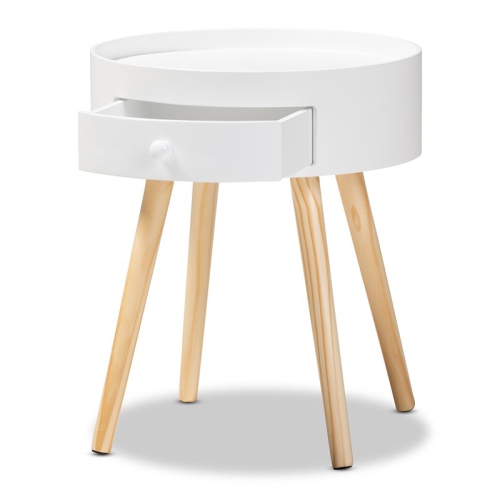 Baxton Studio Jessen White 1-Drawer Wood End Table