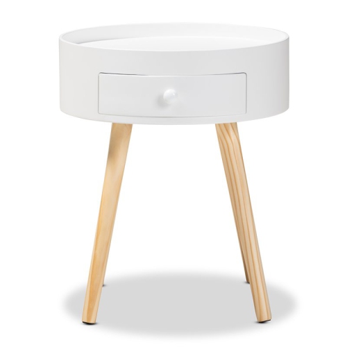 Baxton Studio Jessen White 1-Drawer Wood End Table