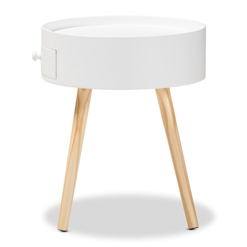 Baxton Studio Jessen White 1-Drawer Wood End Table