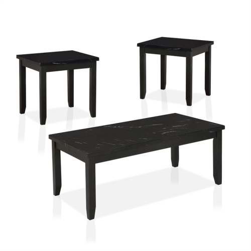 FURNITURE OF AMERICA  Gavelle Transitional Wood 3-Piece Coffee Table Set In Black