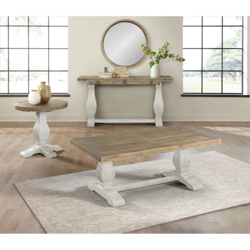 Martin Svensson Home Napa Solid Wood Round End Table White Stain and Natural