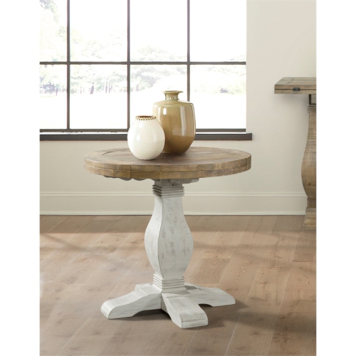 Martin Svensson Home Napa Solid Wood Round End Table White Stain and Natural