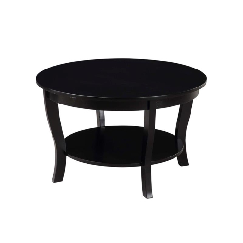 Pemberly Row Round Coffee Table in Black Wood Finish