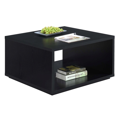 Pemberly Row Square Coffee Table in Black Wood