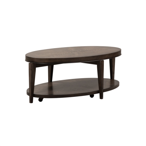 Bowery Hill Contemporary Oval Cocktail Table in Brown