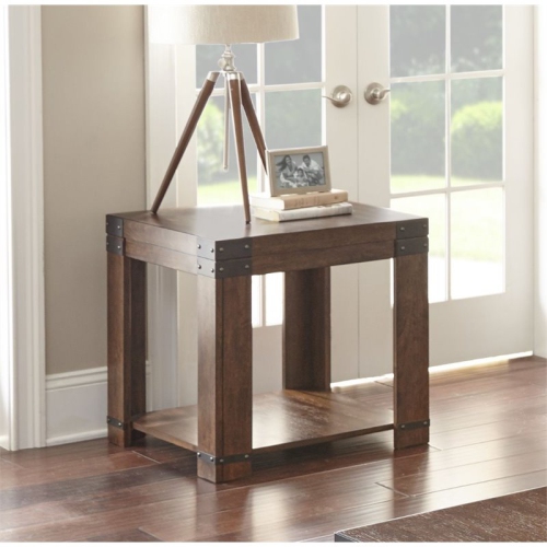 BOWERY HILL  Modern Square Wood End Table In Medium Cherry