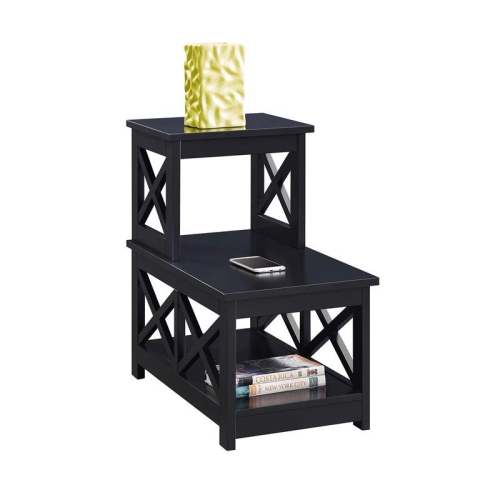 Pemberly Row Two-Step Accent End Table in Black Wood Finish