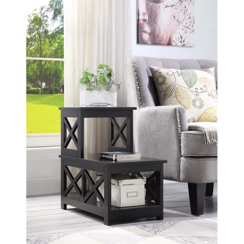 Pemberly Row Two-Step Accent End Table in Black Wood Finish