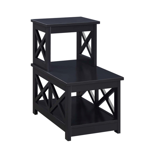 Pemberly Row Two-Step Accent End Table in Black Wood Finish