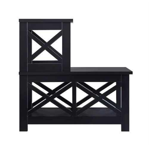 Pemberly Row Two-Step Accent End Table in Black Wood Finish