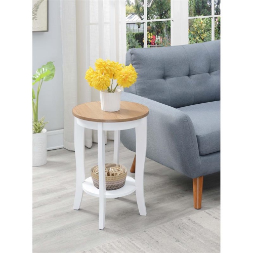 CONVENIENCE CONCEPTS  American Heritage Round End Table In And Natural Wood In White