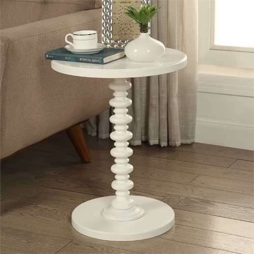 BOWERY HILL  Contemporary Round Top End Table In White