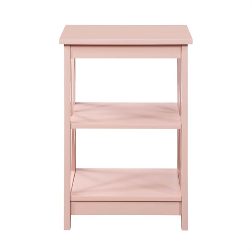 Convenience Concepts Oxford End Table with Shelves in Light Pink Wood Finish
