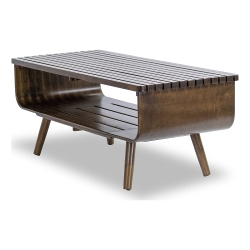 Connor Mid-Century Modern Rectangular Solid Wood Coffee Table in Brown