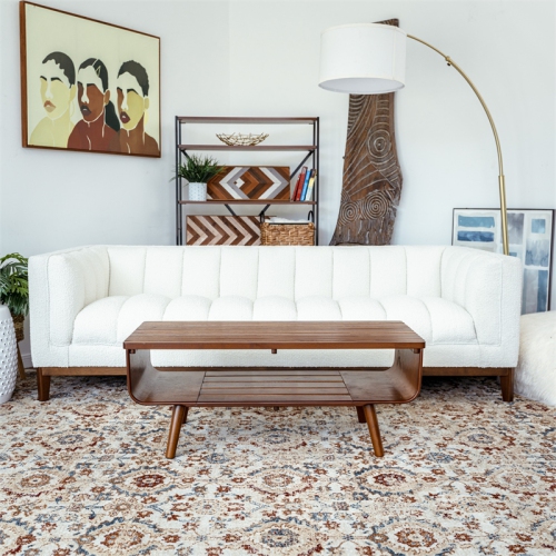 Connor Mid-Century Modern Rectangular Solid Wood Coffee Table in Brown