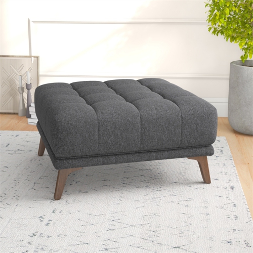 Allen Mid-Century Modern Ottoman Fabric in Dark Grey