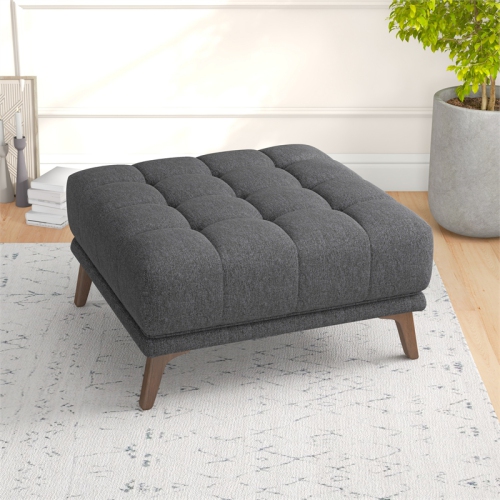 Allen Mid-Century Modern Ottoman Fabric in Dark Grey