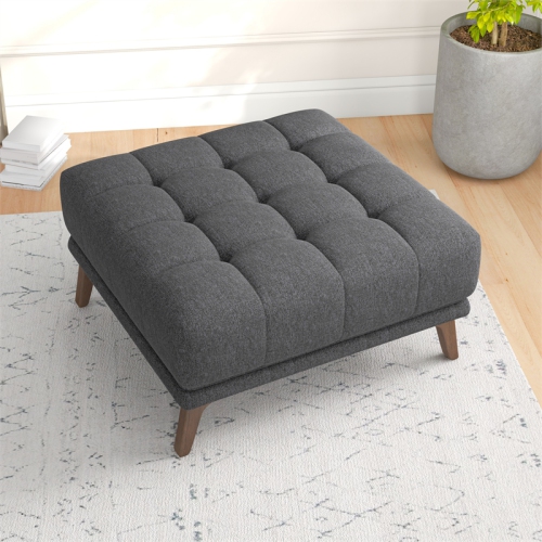 Allen Mid-Century Modern Ottoman Fabric in Dark Grey