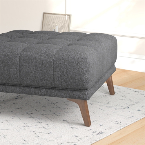 Allen Mid-Century Modern Ottoman Fabric in Dark Grey
