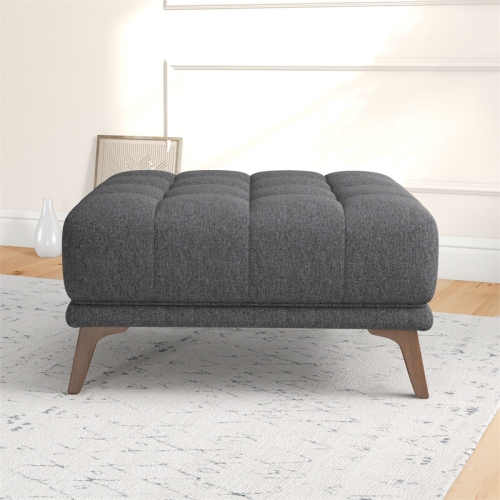 Allen Mid-Century Modern Ottoman Fabric in Dark Grey