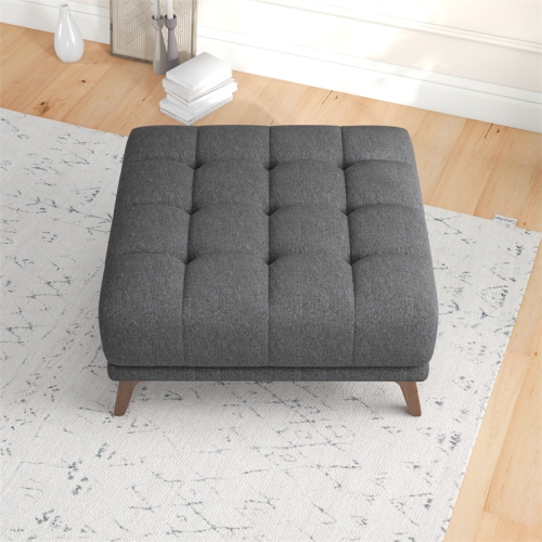 Allen Mid-Century Modern Ottoman Fabric in Dark Grey