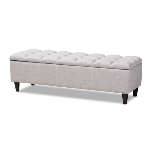 BOWERY HILL  Mid-Century Tufted Fabric And Wood Storage Ottoman In Beige In Gray