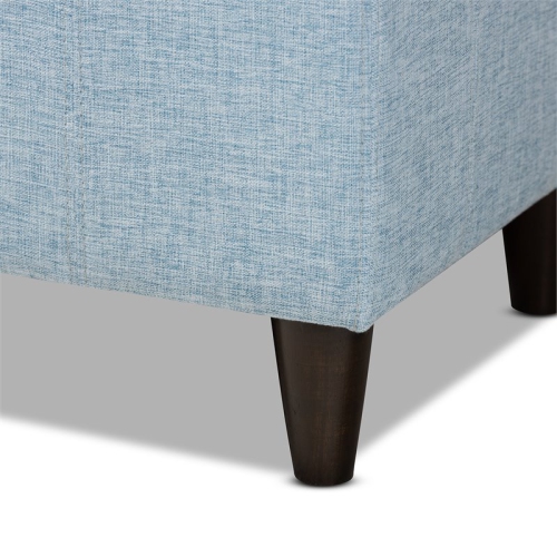 Baxton Studio Brett Tufted Fabric and Wood Storage Ottoman in Light Blue