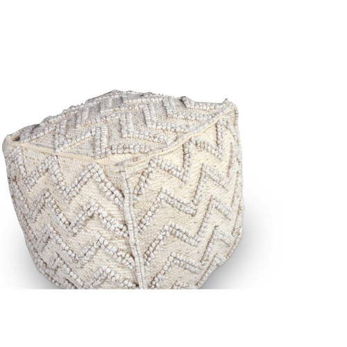 Steve Silver Kenzari Square Zigzag Handwoven Ivory Wool Pouf