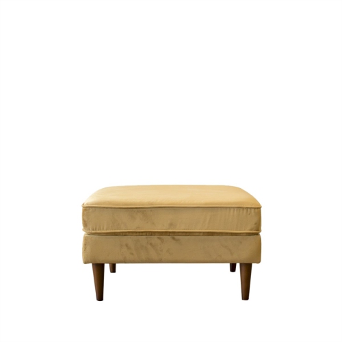 ASHCROFT Hudson Mid-Century Modern Square Velvet Ottoman In Gold