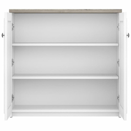 Bush Furniture Fairview Small Storage Cabinet with Doors in White & Gray