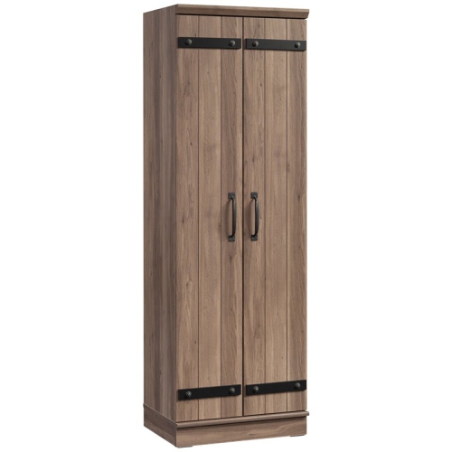Sauder HomePlus 2-Barn Door Engineered Wood Narrow Storage Cabinet in Salt Oak