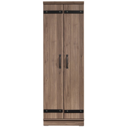 Sauder HomePlus 2-Barn Door Engineered Wood Narrow Storage Cabinet in Salt Oak