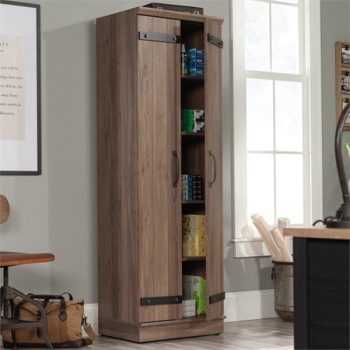 Sauder HomePlus 2-Barn Door Engineered Wood Narrow Storage Cabinet in Salt Oak