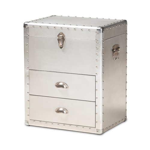 BOWERY HILL  Silver Metal 2-Drawer Accent Storage Chest