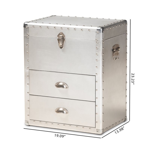 Bowery Hill Silver Metal 2-Drawer Accent Storage Chest