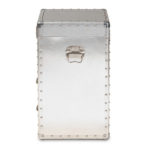 Bowery Hill Silver Metal 2-Drawer Accent Storage Chest