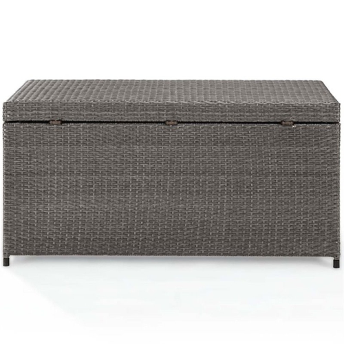 Pemberly Row Wicker Patio Deck Box in Weathered Gray
