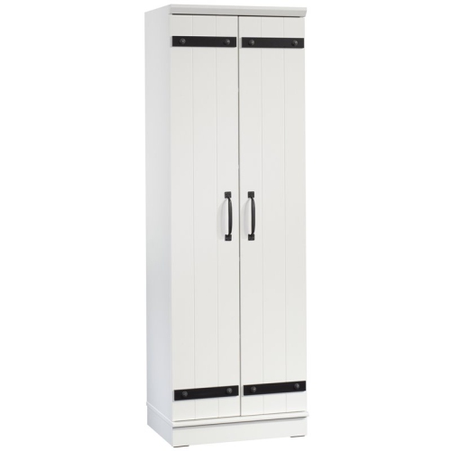 SAUDER  Homeplus 2-Barn Door Engineered Wood Narrow Storage Cabinet In Soft In White Storage