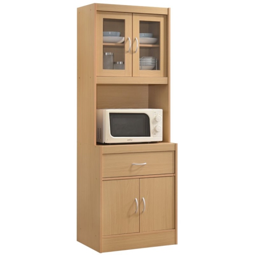 HODEDAH  Kitchen Cabinet With 1 Drawer Plus Space for Microwave In Wood In Beige