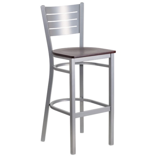 BOWERY HILL  Bar Stool In And Silver In Mahogany
